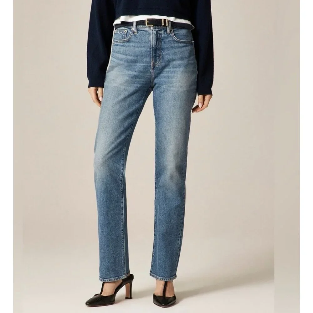 J.Crew Womens Hipped Straight Jean 27 High Rise Stretch Denim Classic NWT $158 - Picture 7 of 11